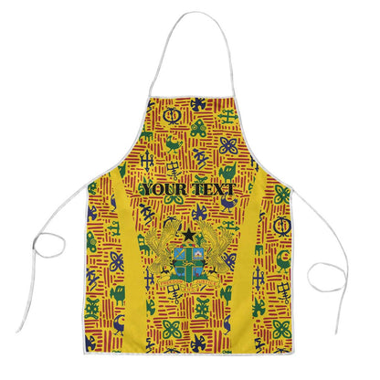 Custom Ghana Football Apron Yellow Adinkra Pattern - African Pride