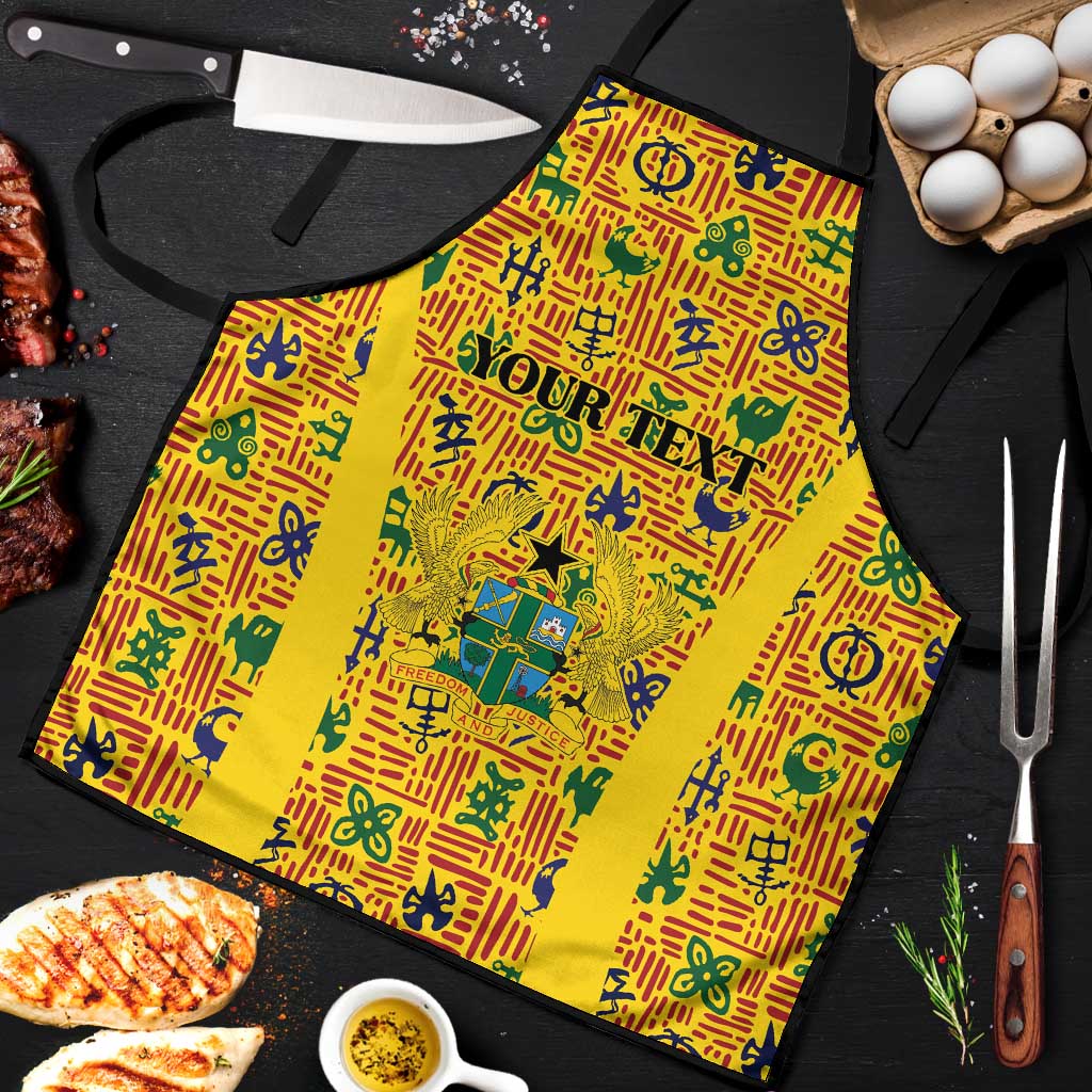 Custom Ghana Football Apron Yellow Adinkra Pattern - African Pride