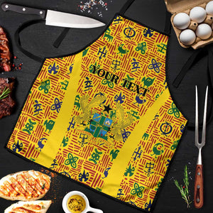 Custom Ghana Football Apron Yellow Adinkra Pattern - African Pride
