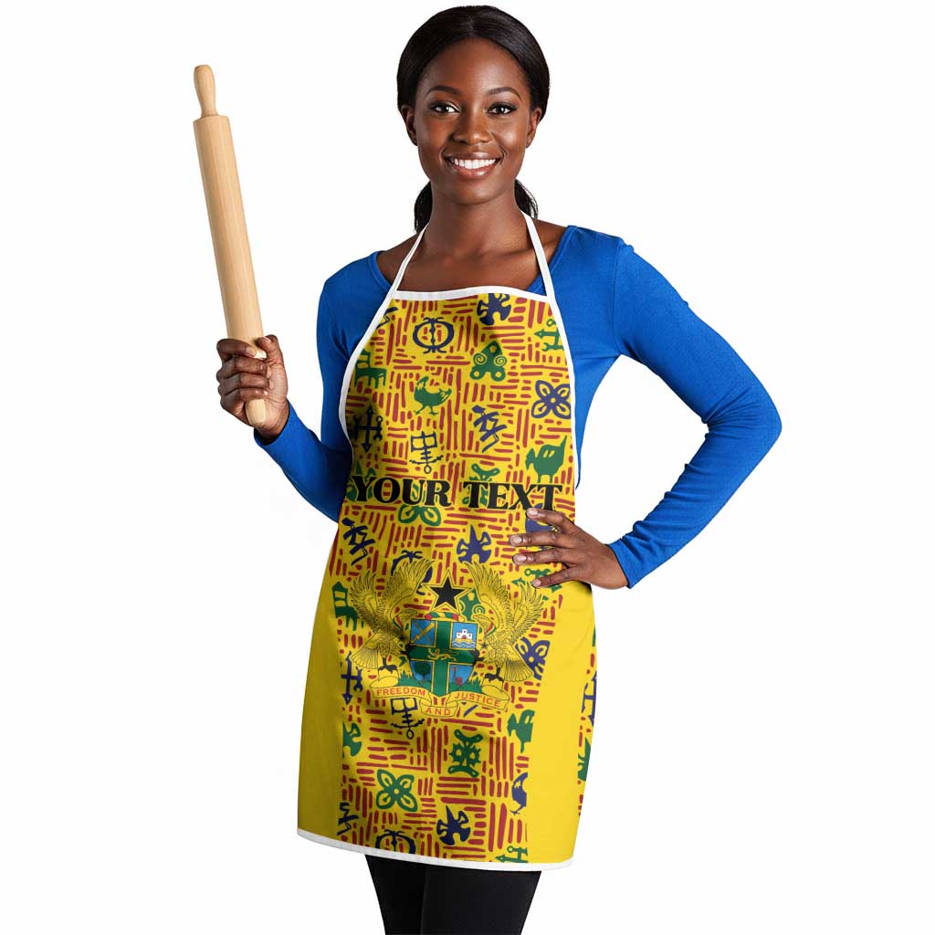 Custom Ghana Football Apron Yellow Adinkra Pattern - African Pride