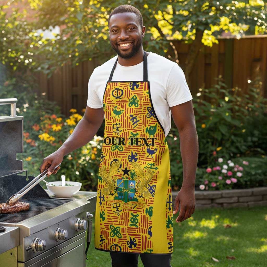 Custom Ghana Football Apron Yellow Adinkra Pattern - African Pride