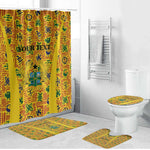 Custom Ghana Football Bathroom Set Yellow Adinkra Pattern - African Pride