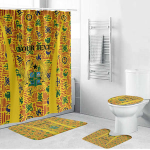 Custom Ghana Football Bathroom Set Yellow Adinkra Pattern - African Pride