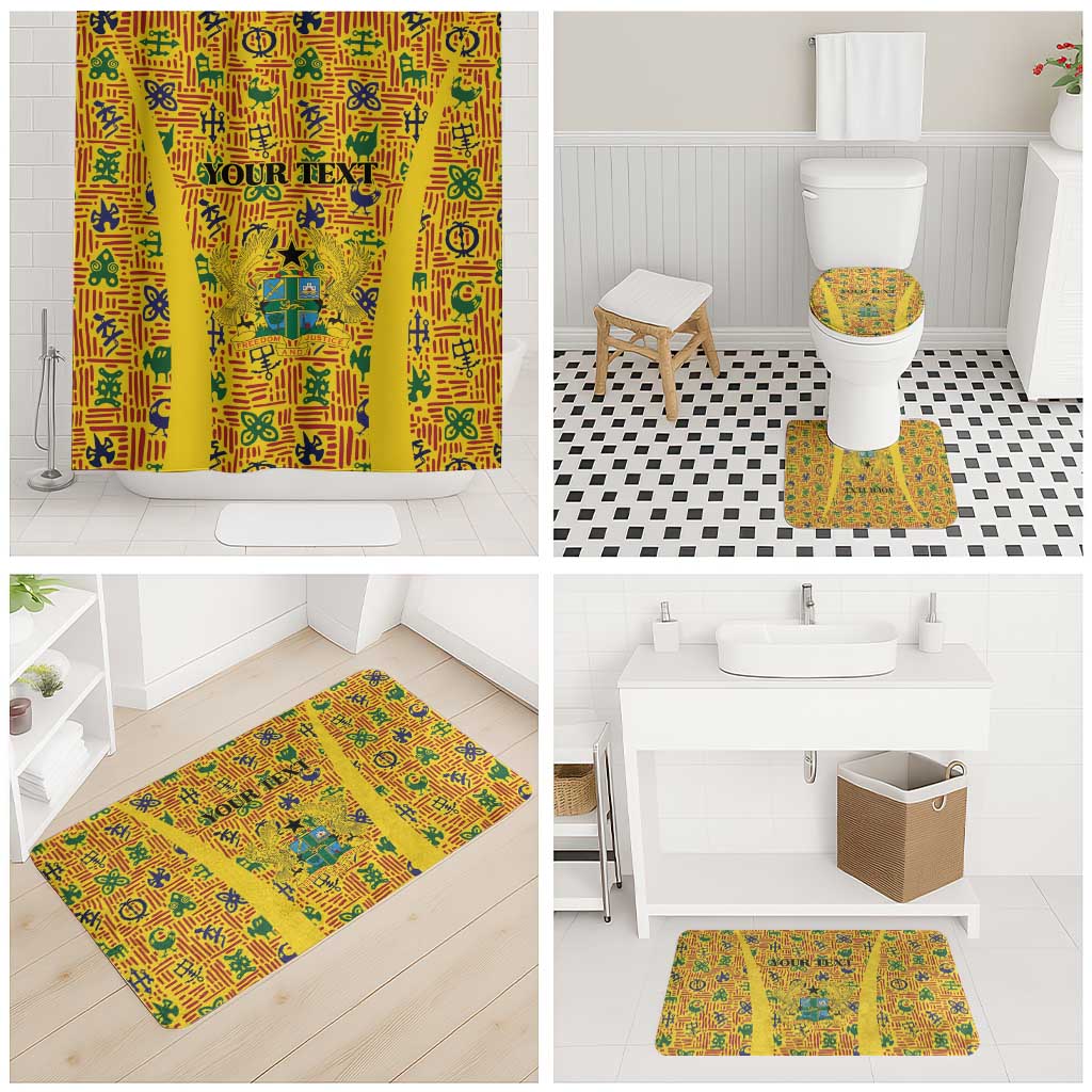Custom Ghana Football Bathroom Set Yellow Adinkra Pattern - African Pride