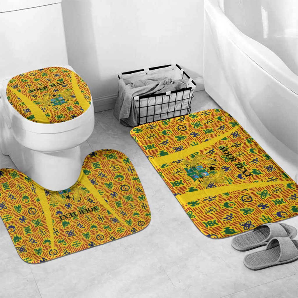 Custom Ghana Football Bathroom Set Yellow Adinkra Pattern - African Pride