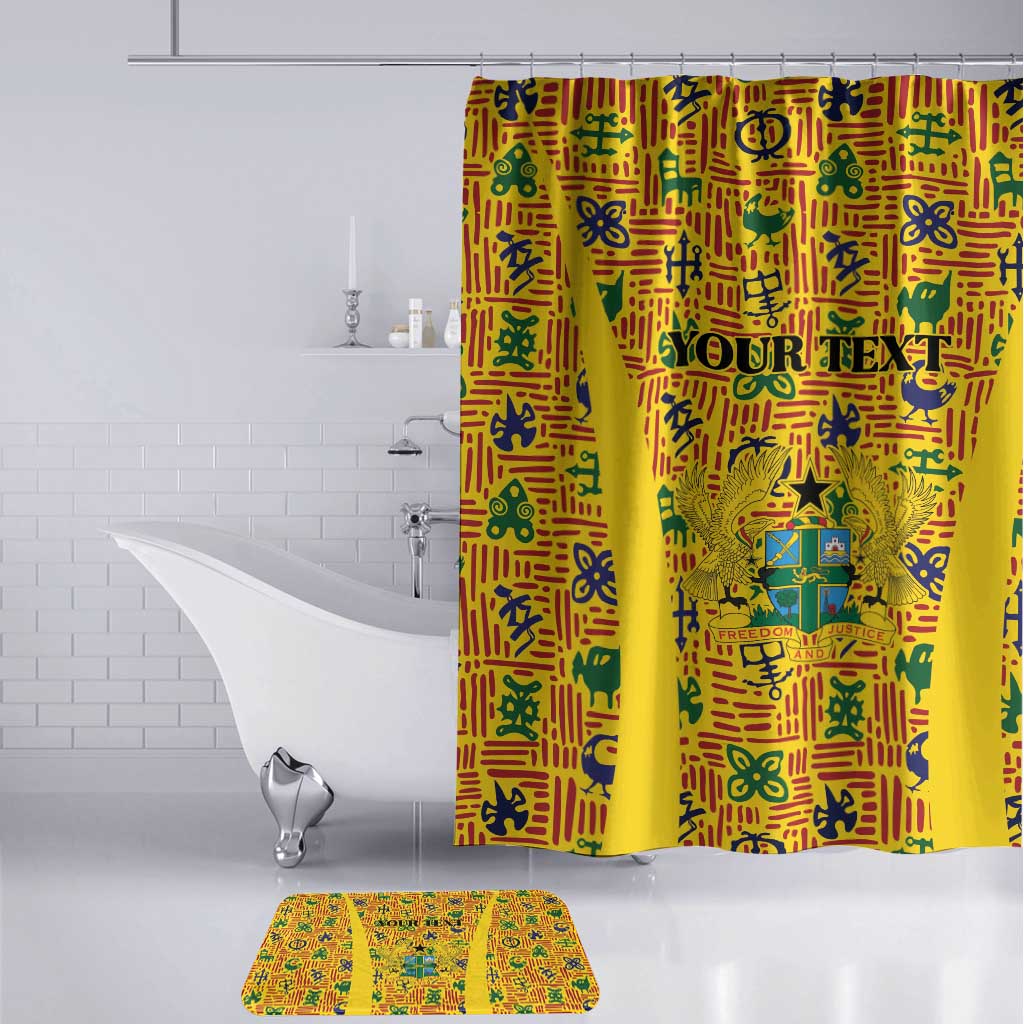 Custom Ghana Football Bathroom Set Yellow Adinkra Pattern - African Pride