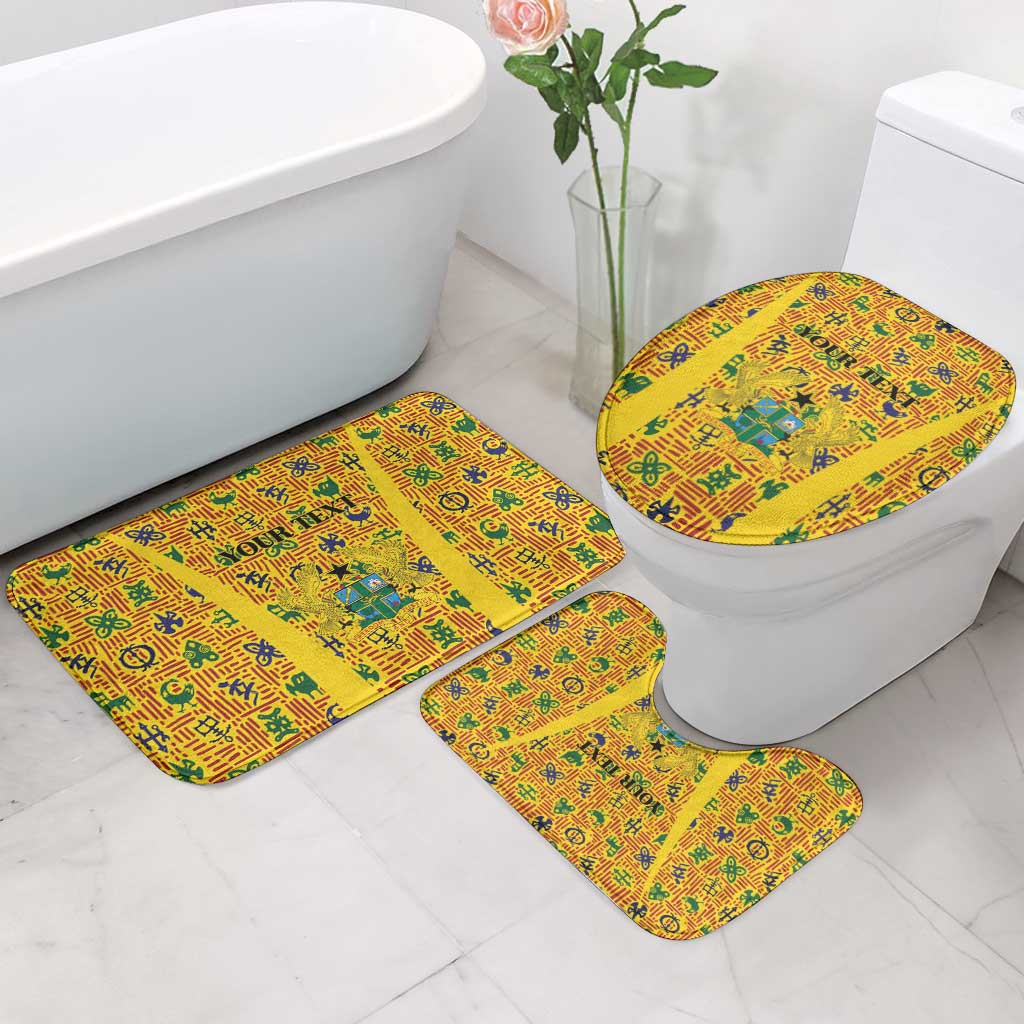 Custom Ghana Football Bathroom Set Yellow Adinkra Pattern - African Pride