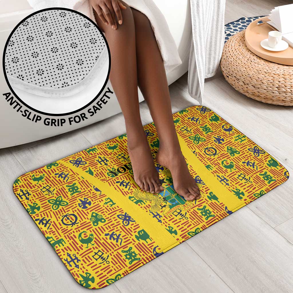 Custom Ghana Football Bathroom Set Yellow Adinkra Pattern - African Pride
