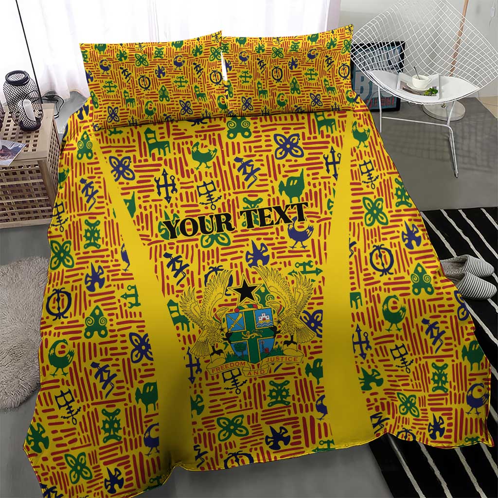 Custom Ghana Football Bedding Set Yellow Adinkra Pattern - African Pride