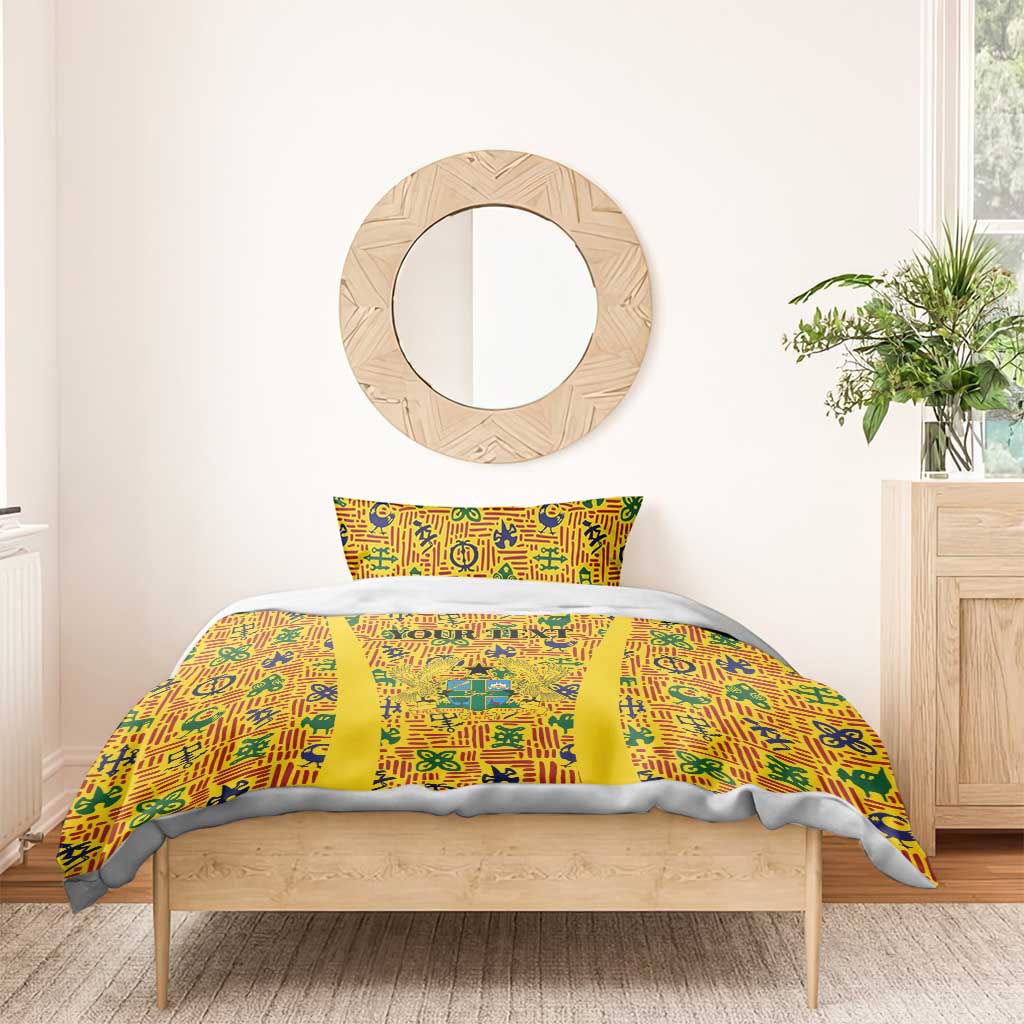 Custom Ghana Football Bedding Set Yellow Adinkra Pattern - African Pride