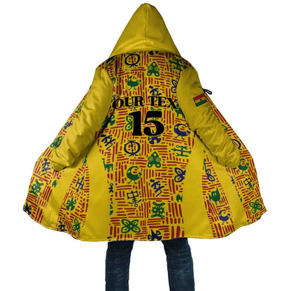 Custom Ghana Football Cloak Yellow Adinkra Pattern - African Pride
