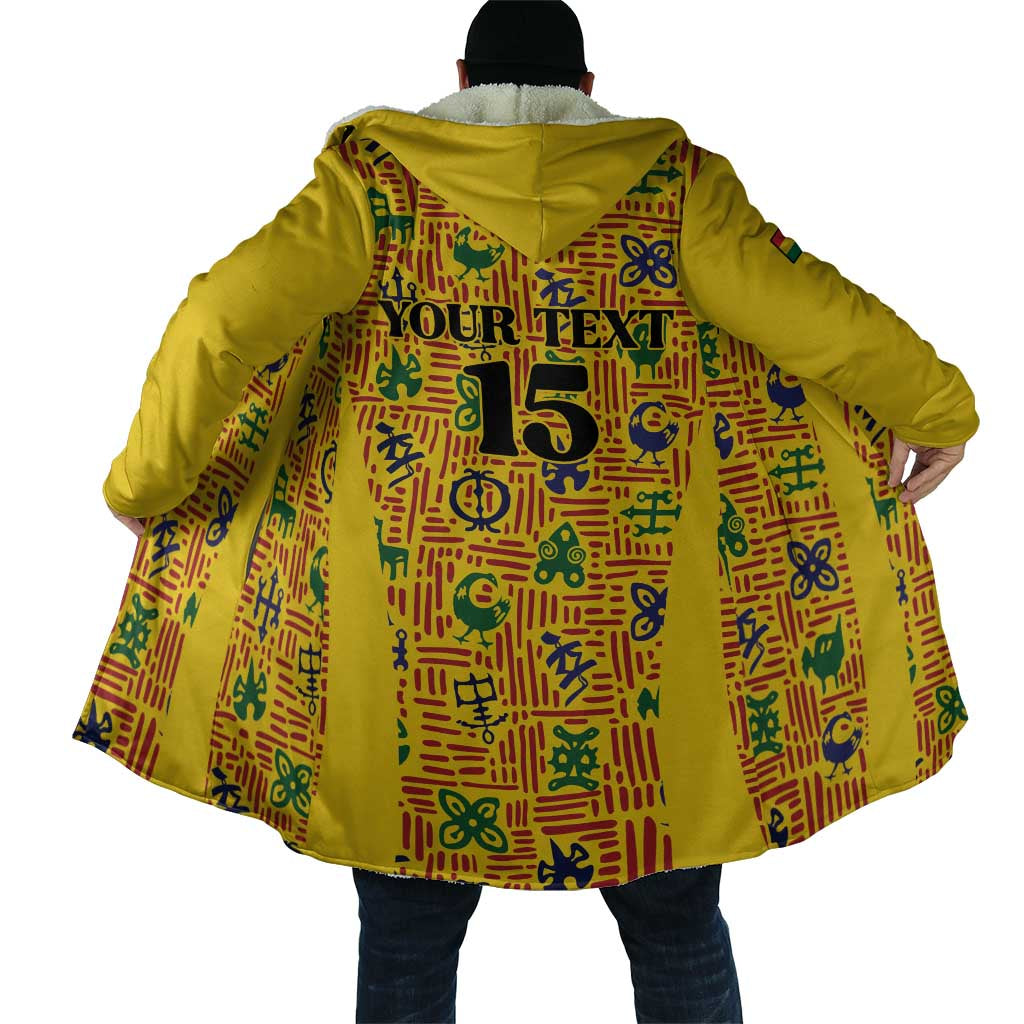 Custom Ghana Football Cloak Yellow Adinkra Pattern - African Pride