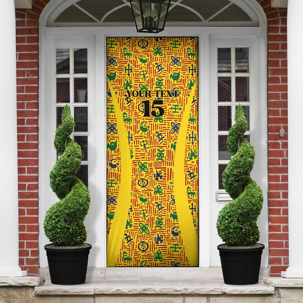 Custom Ghana Football Door Cover Yellow Adinkra Pattern - African Pride