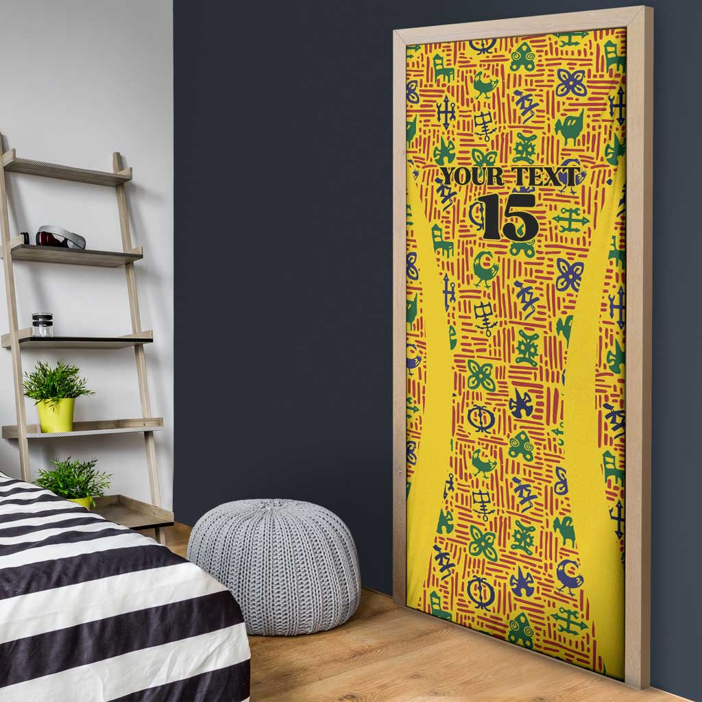 Custom Ghana Football Door Cover Yellow Adinkra Pattern - African Pride