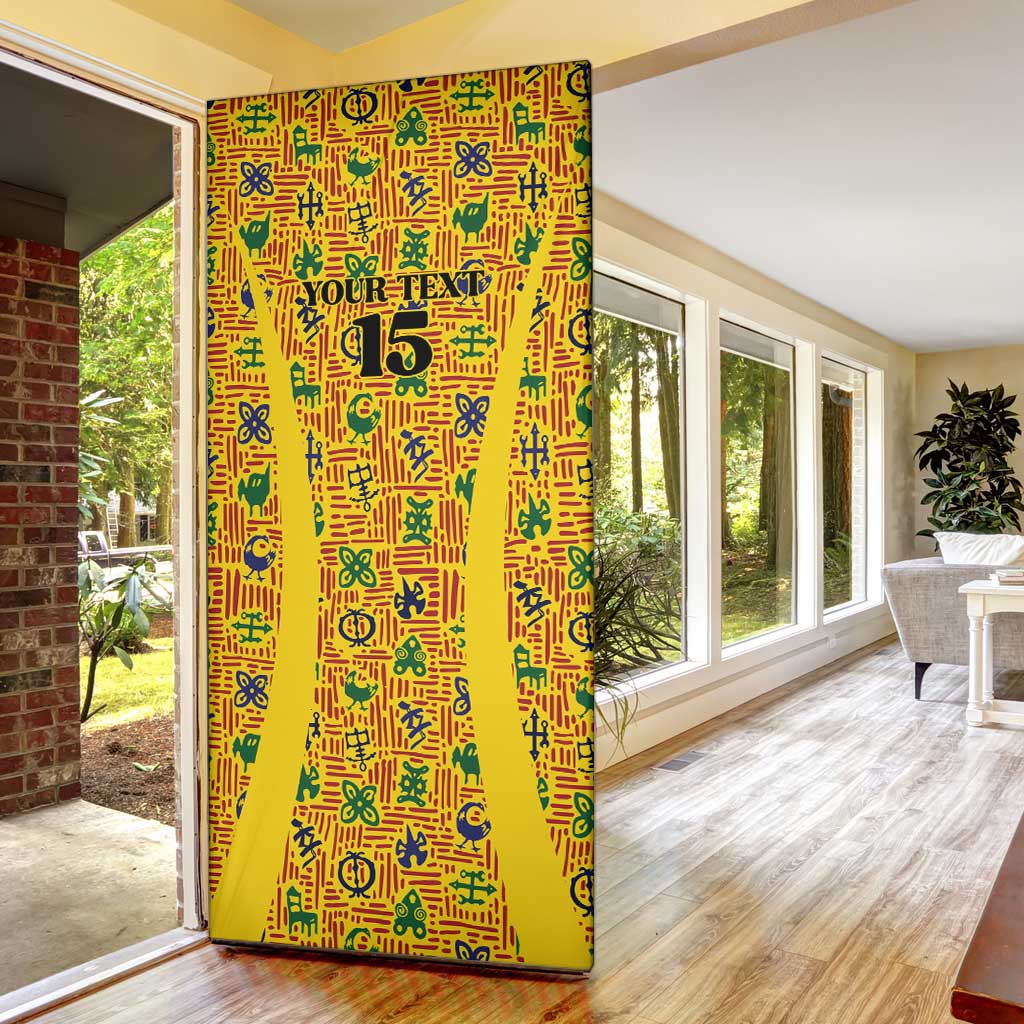 Custom Ghana Football Door Cover Yellow Adinkra Pattern - African Pride