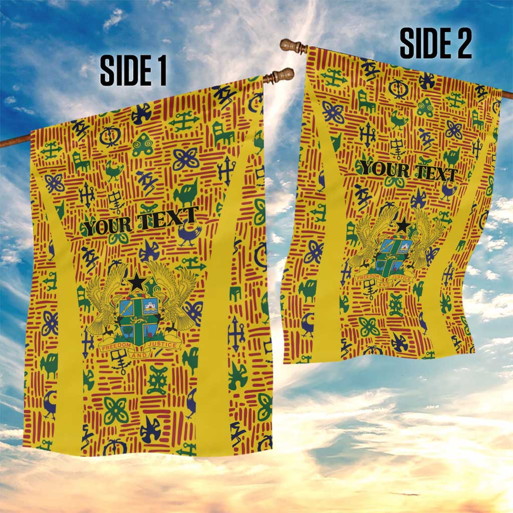 Custom Ghana Football Garden Flag Yellow Adinkra Pattern - African Pride