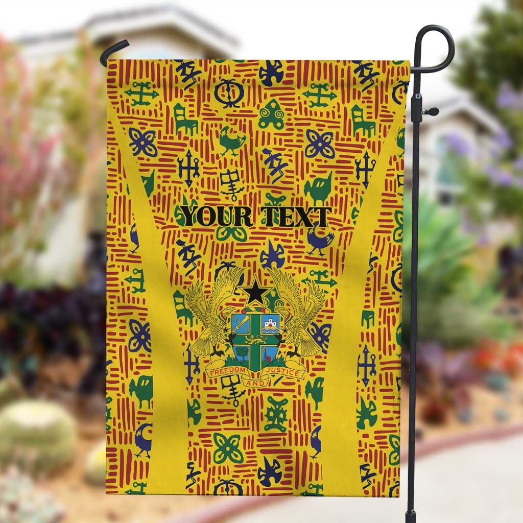 Custom Ghana Football Garden Flag Yellow Adinkra Pattern - African Pride