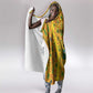 Custom Ghana Football Hooded Blanket Yellow Adinkra Pattern - African Pride
