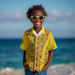 Custom Ghana Football Kid Hawaiian Shirt Yellow Adinkra Pattern LT15