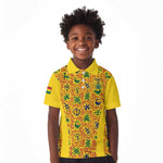 Custom Ghana Football Kid Polo Shirt Yellow Adinkra Pattern LT15