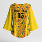 Custom Ghana Football Kimono Sleeve Blouse Yellow Adinkra Pattern - African Pride