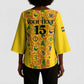 Custom Ghana Football Kimono Sleeve Blouse Yellow Adinkra Pattern - African Pride