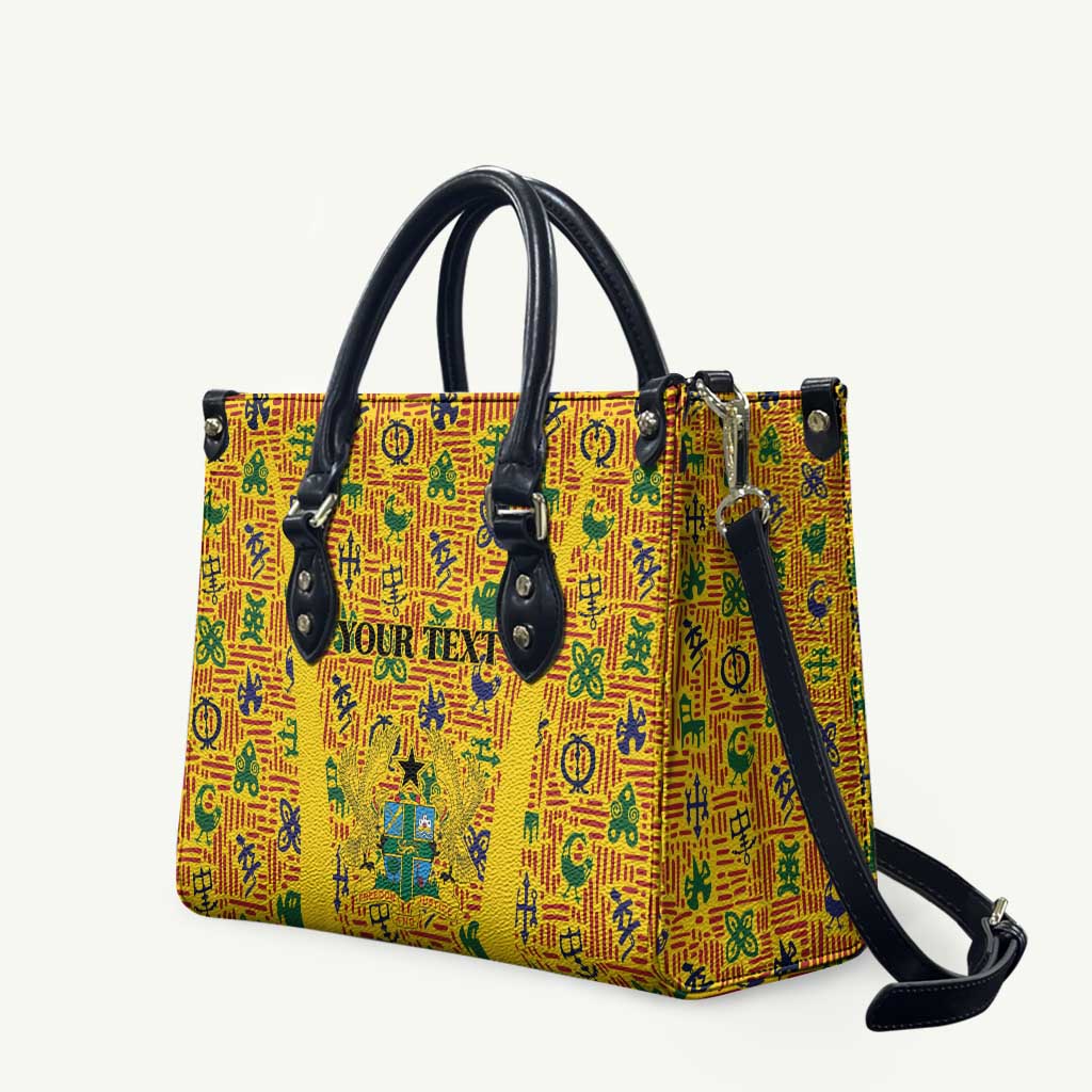Custom Ghana Football Leather Bag Yellow Adinkra Pattern - African Pride