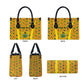 Custom Ghana Football Leather Bag Yellow Adinkra Pattern - African Pride