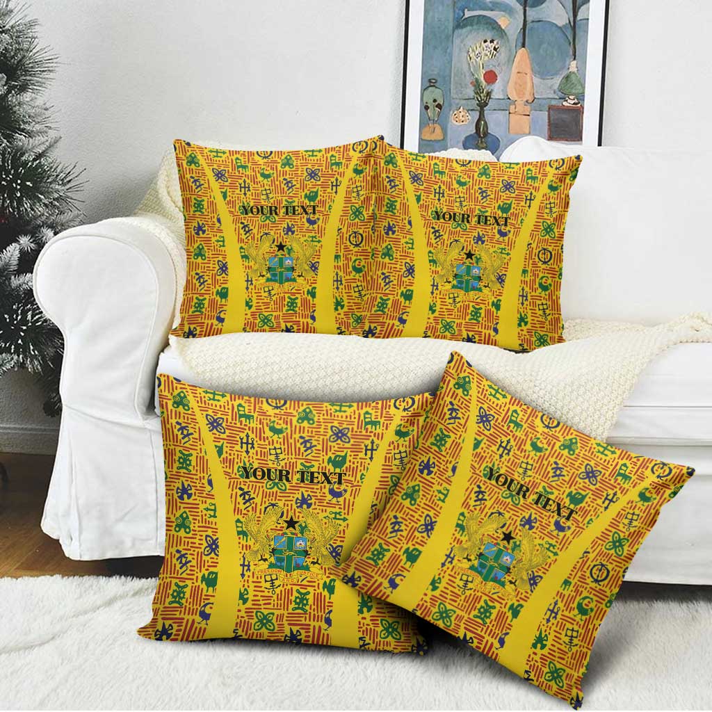 Custom Ghana Football Pillow Cover Yellow Adinkra Pattern - African Pride
