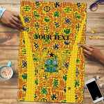 Custom Ghana Football Puzzle Yellow Adinkra Pattern - African Pride