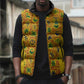 Custom Ghana Football Sleeveless Puffer Jacket Yellow Adinkra Pattern - African Pride