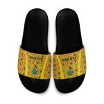 Custom Ghana Football Slide Sandals Yellow Adinkra Pattern - African Pride