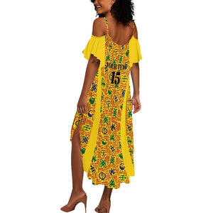 Custom Ghana Football Summer Maxi Dress Yellow Adinkra Pattern LT15