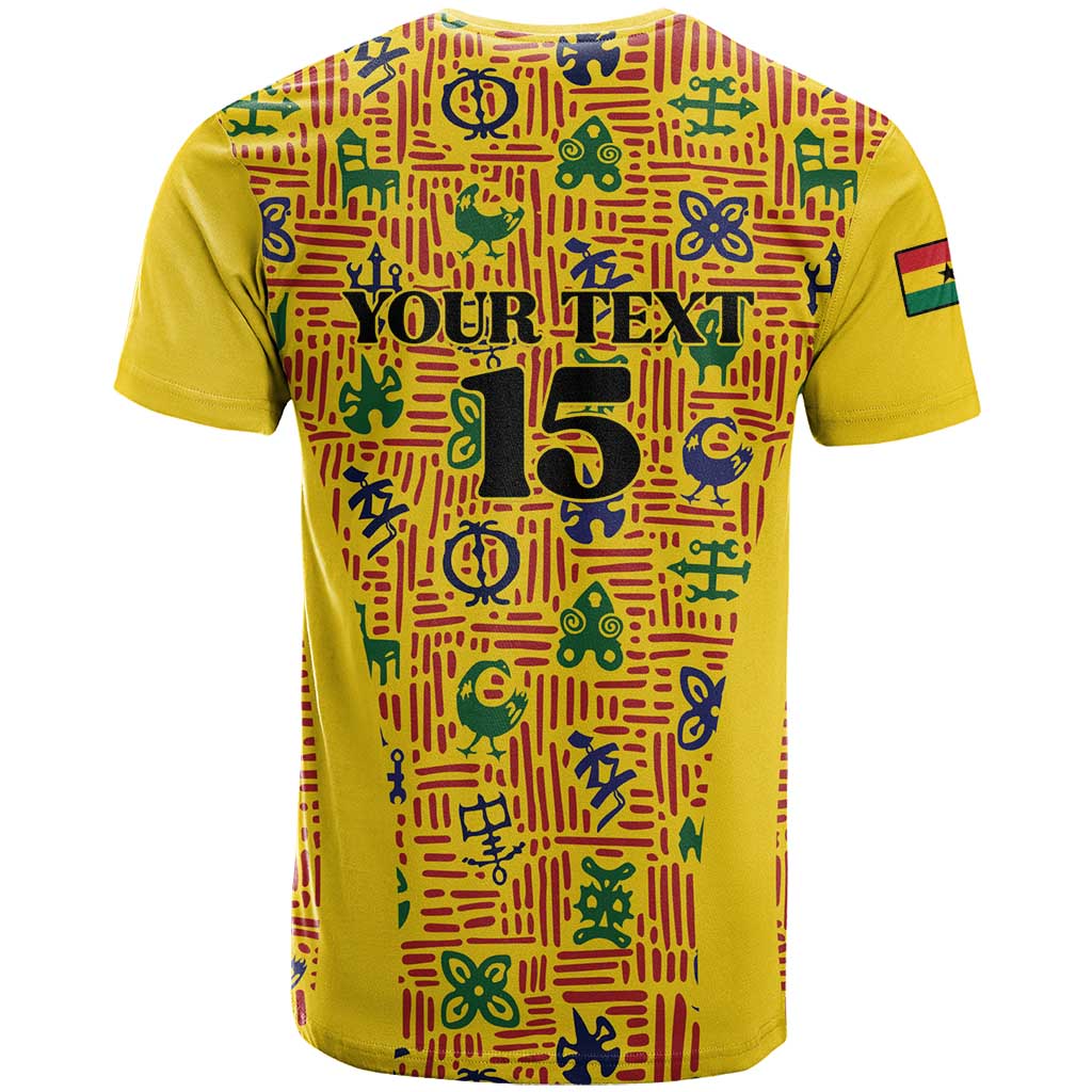 Custom Ghana Football T shirt Yellow Adinkra Pattern LT15