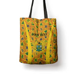 Custom Ghana Football Tote Bag Yellow Adinkra Pattern - African Pride