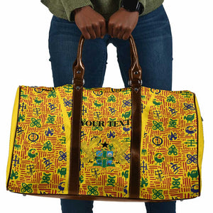 Custom Ghana Football Travel Bag Yellow Adinkra Pattern - African Pride