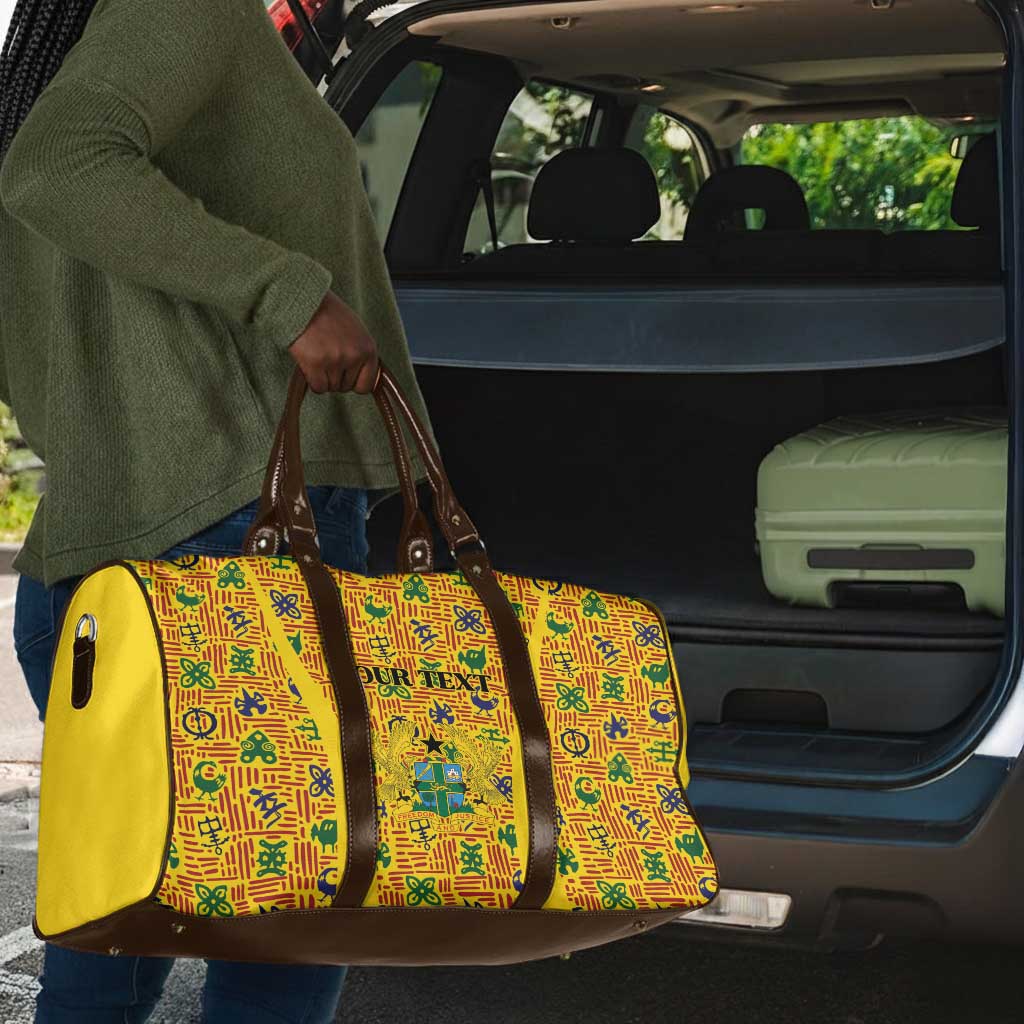 Custom Ghana Football Travel Bag Yellow Adinkra Pattern - African Pride