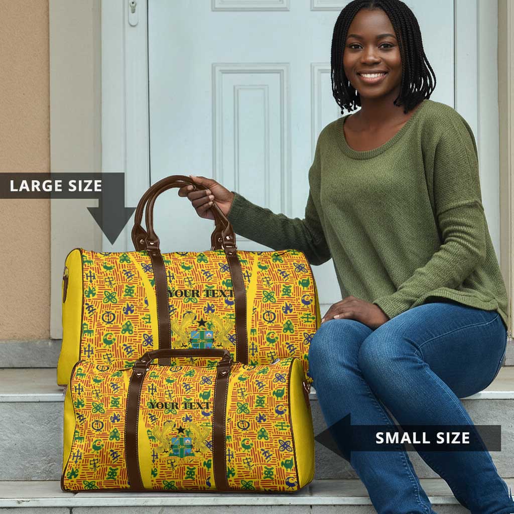 Custom Ghana Football Travel Bag Yellow Adinkra Pattern - African Pride