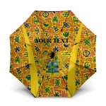 Custom Ghana Football Umbrella Yellow Adinkra Pattern - African Pride
