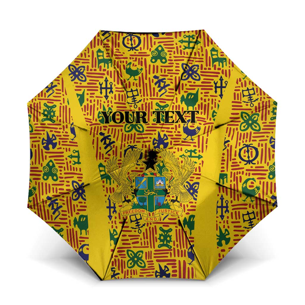 Custom Ghana Football Umbrella Yellow Adinkra Pattern - African Pride