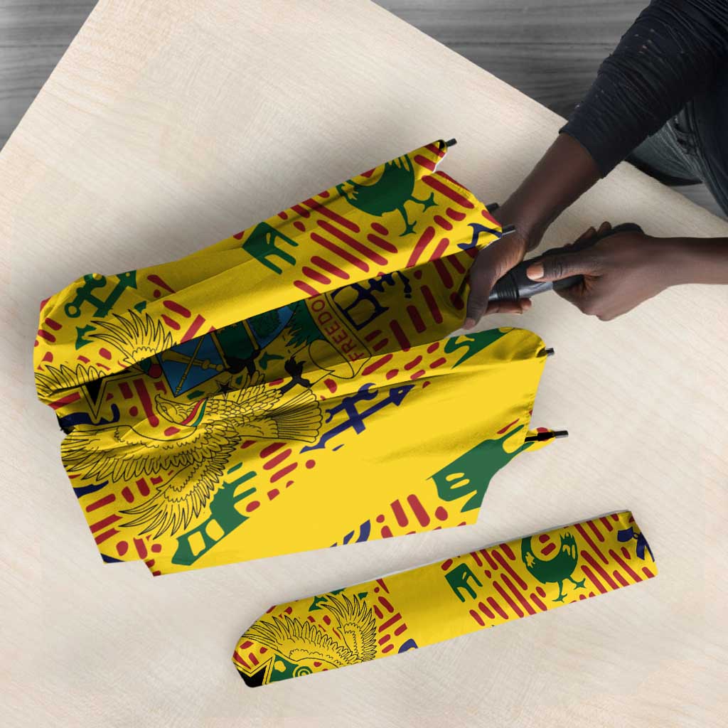 Custom Ghana Football Umbrella Yellow Adinkra Pattern - African Pride