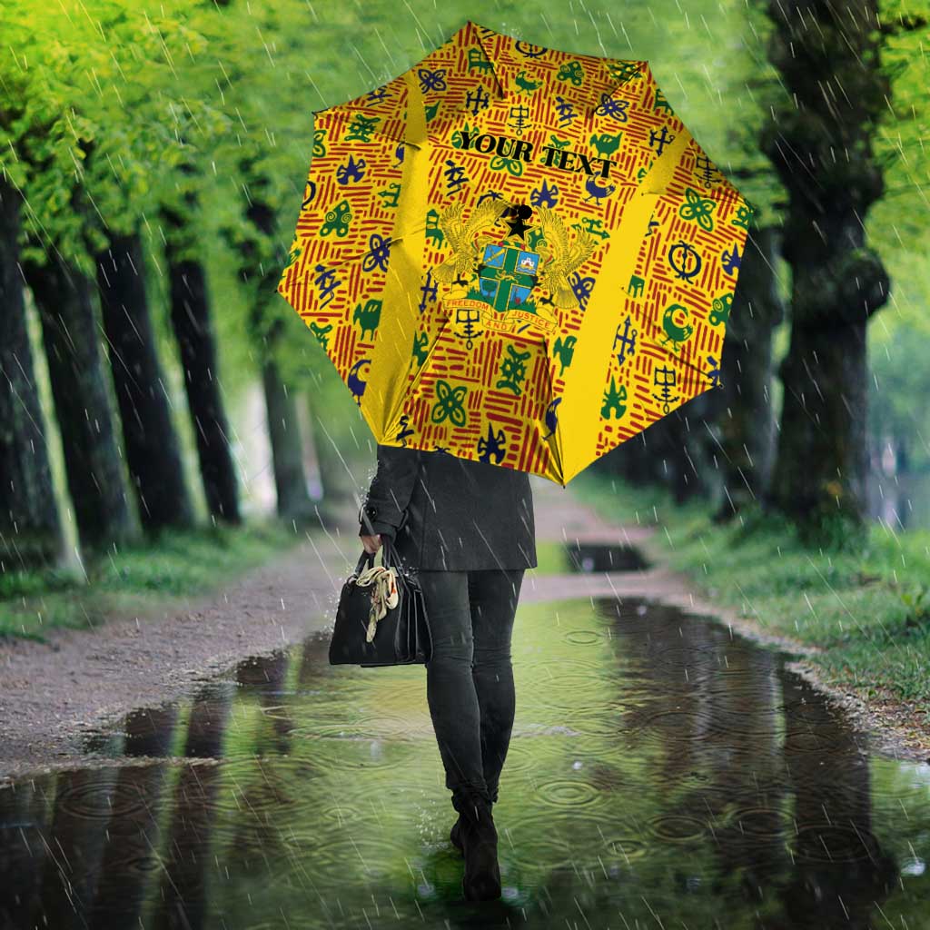 Custom Ghana Football Umbrella Yellow Adinkra Pattern - African Pride