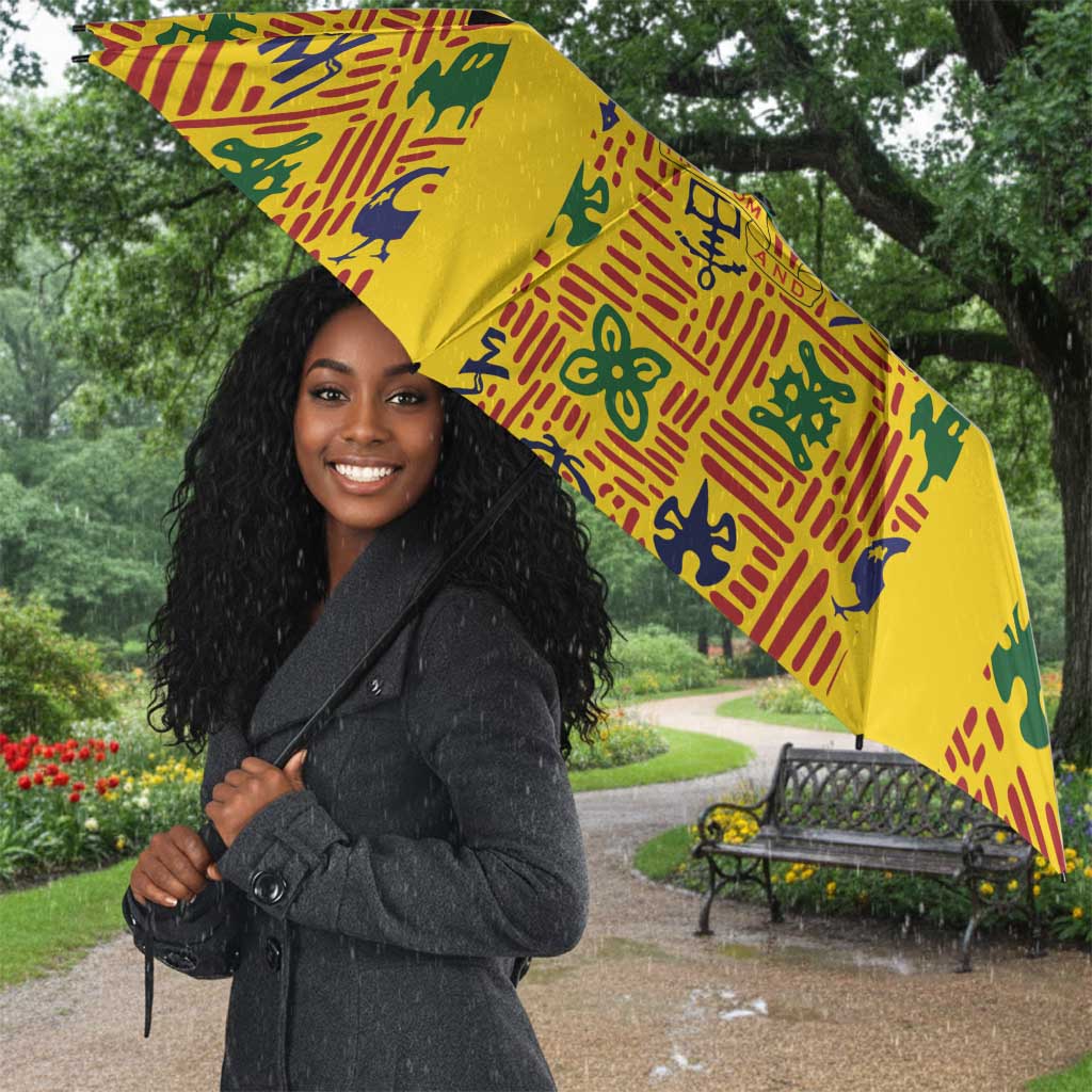 Custom Ghana Football Umbrella Yellow Adinkra Pattern - African Pride