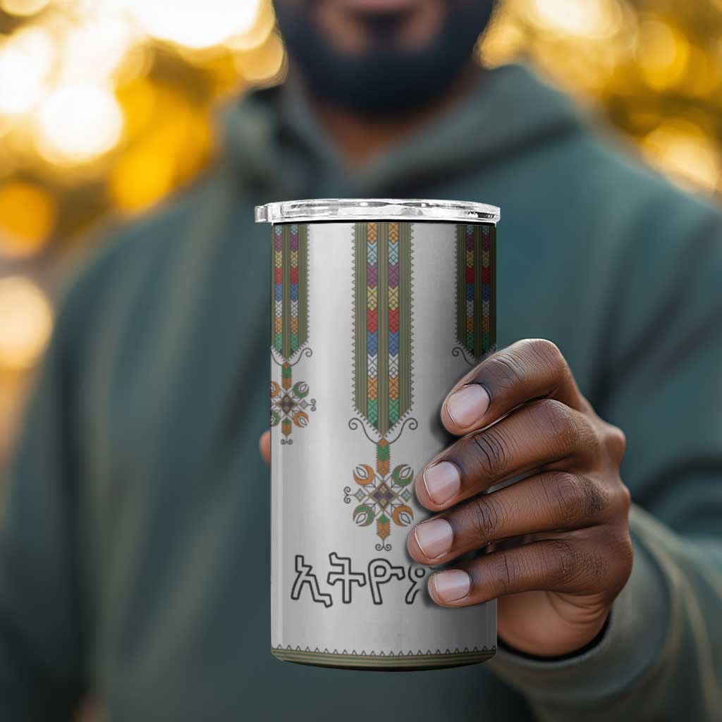 Ethiopia 4 in 1 Can Cooler Tumbler Ethiopian Traditional Habesha Style