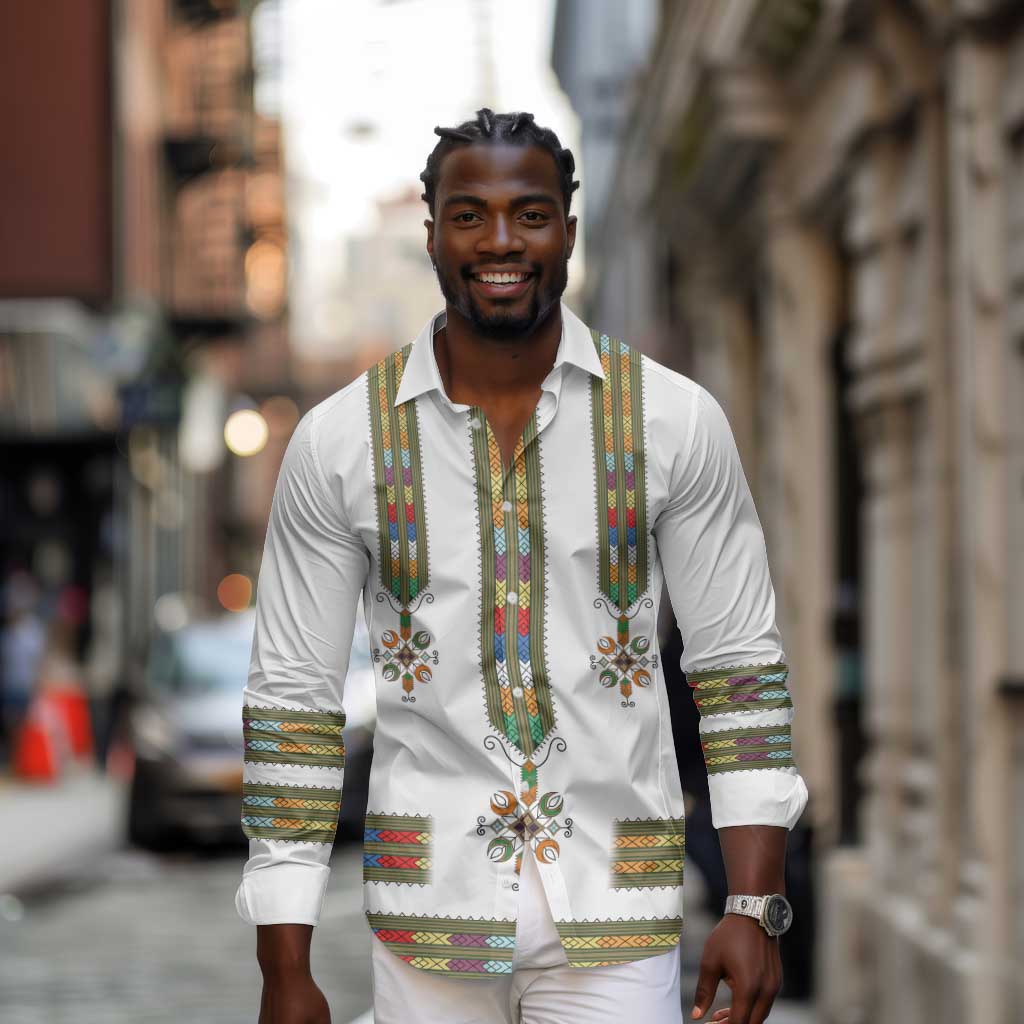 Ethiopia Long Sleeve Button Shirt Ethiopian Traditional Habesha Style