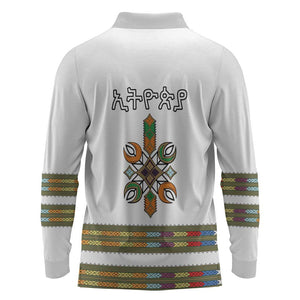 Ethiopia Long Sleeve Polo Shirt Ethiopian Traditional Habesha Style