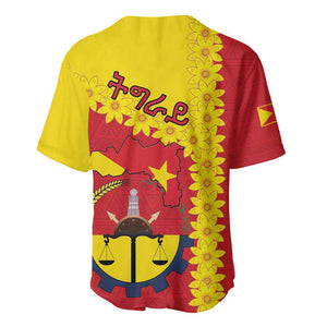 Tigray Ethiopia Baseball Jersey Tigray Seal With Flag Map - African Pattern