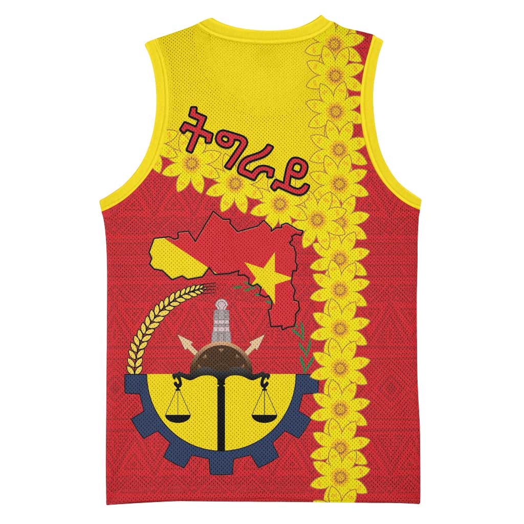Tigray Ethiopia Basketball Jersey Tigray Seal With Flag Map - African Pattern LT15