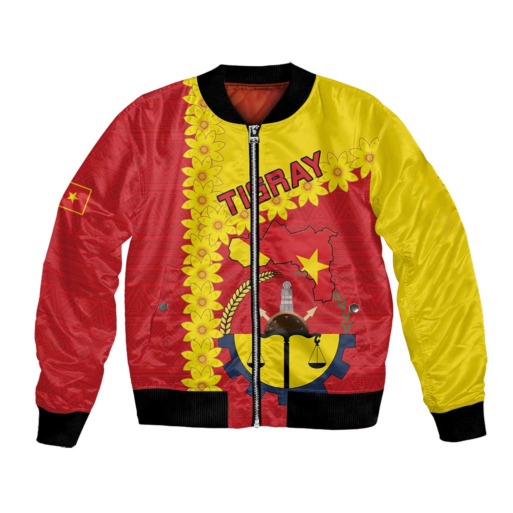 Tigray Ethiopia Bomber Jacket Tigray Seal With Flag Map - African Pattern