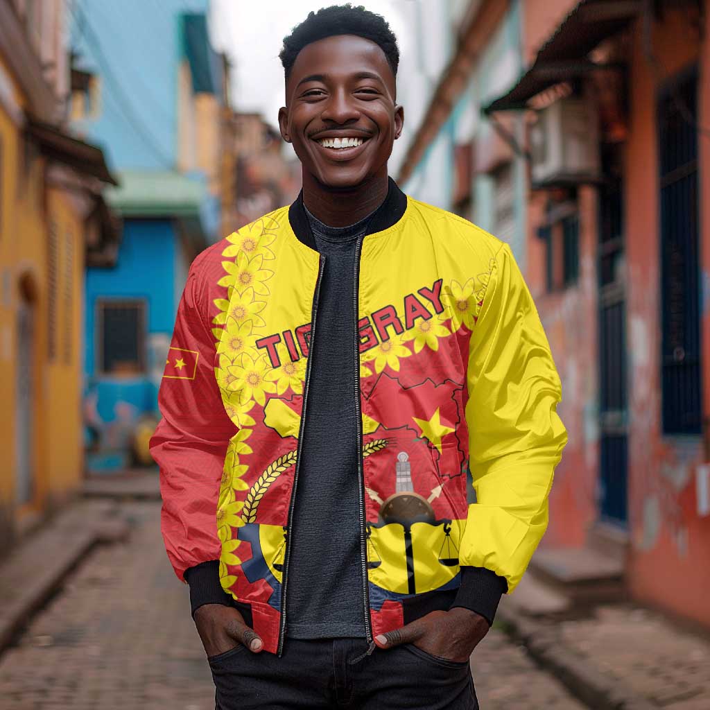 Tigray Ethiopia Bomber Jacket Tigray Seal With Flag Map - African Pattern
